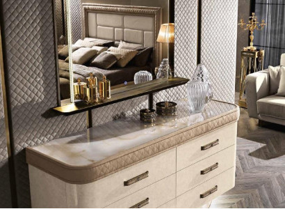 Chest of drawers with Mirror Sideboard Chests of drawers Set Italian Furniture 2pcs. Wardrobe Wood